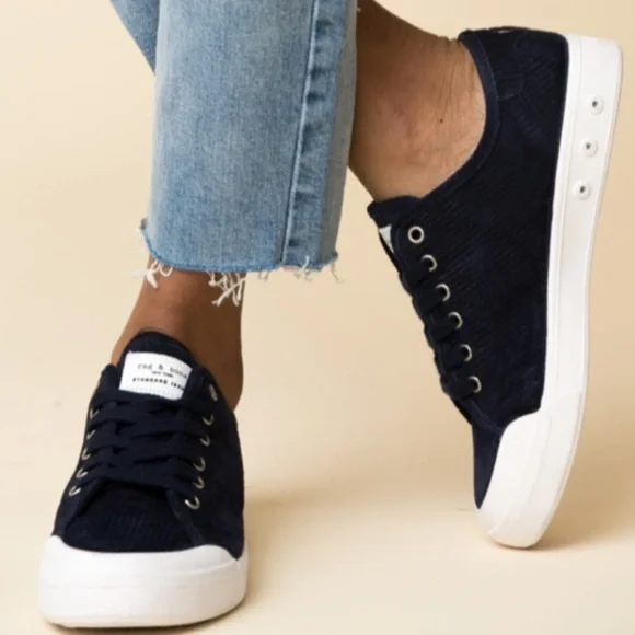 New Rag & Bone | Standard Issue Lace Up Sneaker in Navy Cord Sz 6.5 - Picture 2 of 14